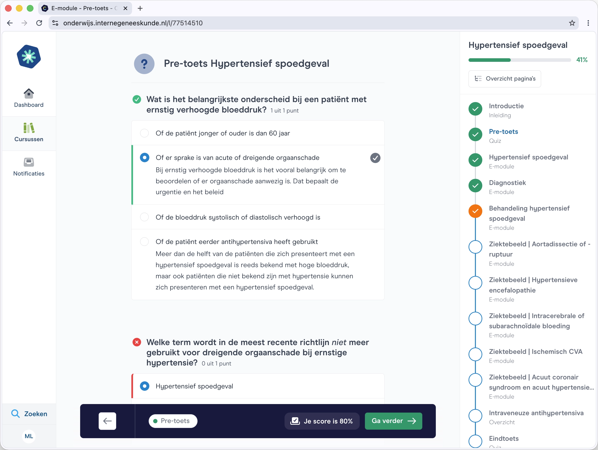 Toets over hypertensief spoedgeval met score en antwoorden